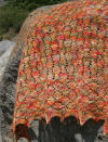 Harvest Shawl Pattern Using Hand Dyed Yarns from Lisa Souza