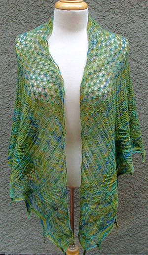 Shawl Designed by Brenda Patipa using Hand Dyed Yarn by Lisa Souza